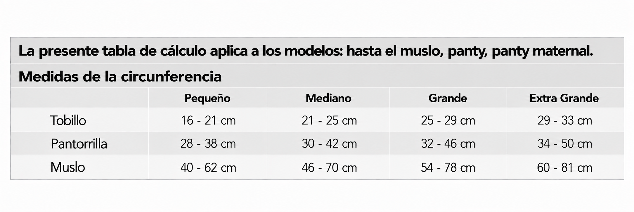 Gu&iacute;a de Tallas Venosan
